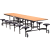 Table de cafétéria mobile NPS® avec tabourets, 145 « L x 59"W, plateau en chêne / tabourets noirs / cadre noir