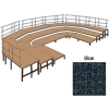 48"W Carpet Stage Configuration w/9 Stage Units, 12 Pie Units & Guard Rails-Blue