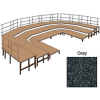 48"W Carpet Stage Configuration w/9 Stage Units, 12 Pie Units & Guard Rails-Grey