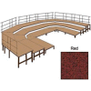 36"W Carpet Stage Configuration w/9 Stage Units, 12 Pie Units & Guard Rails-Red