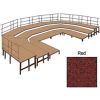 36" W tapis de scène w/9 Configuration stade unités, 12 unités de Pie & Guard Rails-rouge