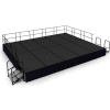 NPS® 16' x20' Stage Package, 24" Height, Gray Carpet, Black Shirred Pleat Skirting
