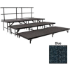 Stage Set with Carpet - 96"L x 36"W - 8"H, 16"H, 24"H & Two Guard Rails - Blue