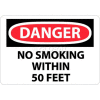 NMC D124PB OSHA signe, Danger non fumeur au sein de 50 pieds, 10 "X 14", blanc/rouge/noir