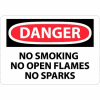 NMC D458PB OSHA signe, Danger non ne fumeur aucune ouverture Flames pas d’étincelles, 10 "X 14", blanc/rouge/noir