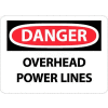 Affiche NMC D667RB OSHA, « Danger Overhead Power Lines », 10 po X 14 po, blanc/rouge/noir
