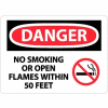 NMC D673PB OSHA signe, Danger pas fumeurs ou ouvertes de flammes au sein de 50 pieds, 10 "X 14", blanc/rouge/noir