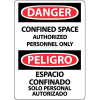 Signe de l’OSHA, Danger limité l’espace Personnel agréé seulement, bilingue, 14 "X 10", blanc/rouge/noir