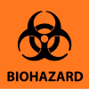 Panneau d’avertissement S52P NMC, Biohazard, 7 "X 7", Orange/Noir
