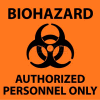 NMC S93P voir signe, Biohazard autorisé uniquement à un Personnel, 7 "X 7", Orange/Noir