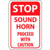 NMC TM70G panneau de signalisation, corne de Stop Sound procéder avec prudence, 18 "X 12", blanc/rouge