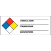 NMC WOL8ALV NFPA étiquette chimique, 1-1/2 "X 4", rouge/jaune/blanc/bleu, PSV