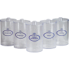 Tech-Med Clear Plastic Divers Jars, Blue Imprint, Couvercles en plastique, 6-1/2"H x 4-1/4"Dia, 5/Case