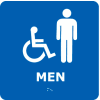 Panneau graphique en braille en plastique NMC™, Homme avec symbole, 8 » L x 8"H, bleu
