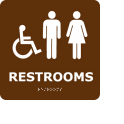 Graphic Braille Sign - Restrooms - Brown