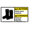 Bilingual Plastic Sign - Caution Safety Shoes Required