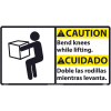Bilingual Vinyl Sign - Caution Bend Knees While Lifting