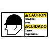 Bilingual Plastic Sign - Caution Hard Hat Area