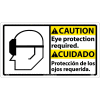 Bilingual Plastic Sign - Caution Eye Protection Required