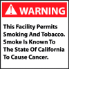 California Proposition 65 Vinyl Sign - Warning This Facility Permits Smoking