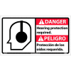 Bilingual Vinyl Sign - Danger Hearing Protection Required
