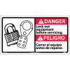 Bilingual Plastic Sign - Danger Lock Out Equipment Before Servicing