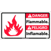 Bilingual Vinyl Sign - Danger Flammable