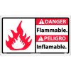 Bilingual Plastic Sign - Danger Flammable