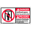 Bilingual Plastic Sign - Danger Confined Space Enter By Permit Only