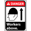 Danger signe 10 x 7 vinyle - Travailleurs qui précède