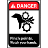 Danger Sign 10x7 Rigid Plastic - Pinch Points Watch Your Hands