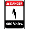 Danger Sign 14x10 Aluminum - 480 Volts