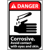 Danger signe 10 x 7 vinyle - Corrosif, éviter tout Contact