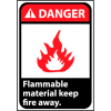 Danger Sign 14x10 Rigid Plastic - Flammable Material Keep Fire Away