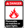 Danger Sign 14x10 Vinyl - Flammable No Matches Or Open Lights