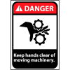 Danger Sign 14x10 Aluminum - Keep Hands Clear Of Moving Machinery