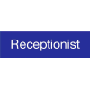 Engraved Sign - Receptionist - Blue