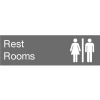 Engraved Sign - Rest Rooms - Gray
