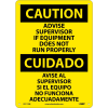 Bilingual Plastic Sign - Caution Advise Supervisor If Equipment Does Not Run