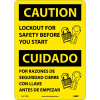 Bilingual Plastic Sign - Caution Lockout For Safety Before You Start