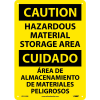Bilingual Plastic Sign - Caution Hazardous Material Storage Area