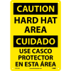 Bilingual Aluminum Sign - Caution Hard Hat Area