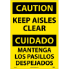 Bilingual Vinyl Sign - Caution Keep Aisles Clear