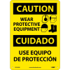 Bilingual Aluminum Sign - Caution Wear Protective Equipment
