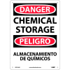Bilingual Aluminum Sign - Danger Chemical Storage