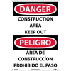 Bilingual Plastic Sign - Danger Construction Area Keep Out