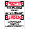 Enseigne en vinyle bilingue NMC™, Danger Cette machine démarre automatiquement, 14 po L x 20 po H