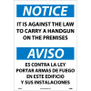 Bilingual Vinyl Sign - Notice It Is Against The Law To Carry Handgun On Premises