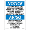 Bilingual Plastic Sign - Notice All Employees Are Required To Report
