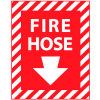 Fire Safety Sign - Fire Hose with Down Arrow - Plastic